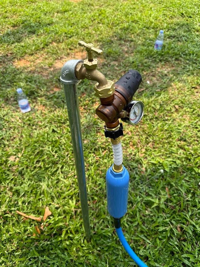 FOCSPROD RV Water Pressure Regulator, Rotatable Scale Adjustable Camper Water Pressure Reducer with Gauge, Inlet Screen Filter for Camper Travel Trailer