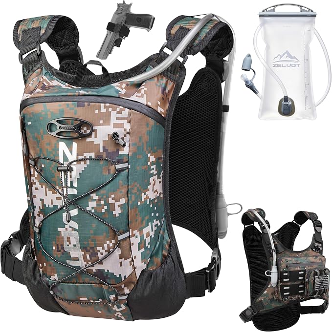 Zelvot Running Vest with 2L Water Bladder, Hydration Backpack, U.S. Design Patent, Lightweight Hydration Pack with Gear Holder, Reflective Chest Pack for Men Women