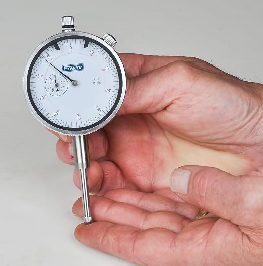Fowler 52-520-485-0 Dial Indicator with Magnetic Back, 1" Travel, White Dial