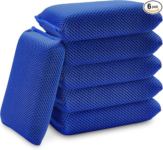 Bug Sponge for Car Washing (6 Pack) — Bug and Tar Remover for Cars - Ultra Soft Mesh Car Wash Sponge Non-Scratch