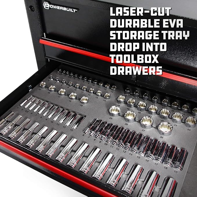 Powerbuilt 85 Piece Metric Master Socket Set, 1/4, 3/8, and 1/2 Inch Drive, 6 and 12 Point, Deep and Shallow Sockets, Storage Organizer - 949008