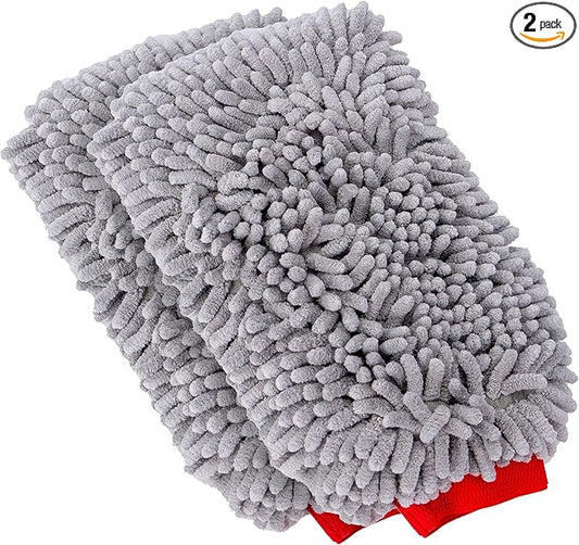 MOTHERS Premium Chenille Car Wash Mitt, Scratch and Lint Free, 2 Pack