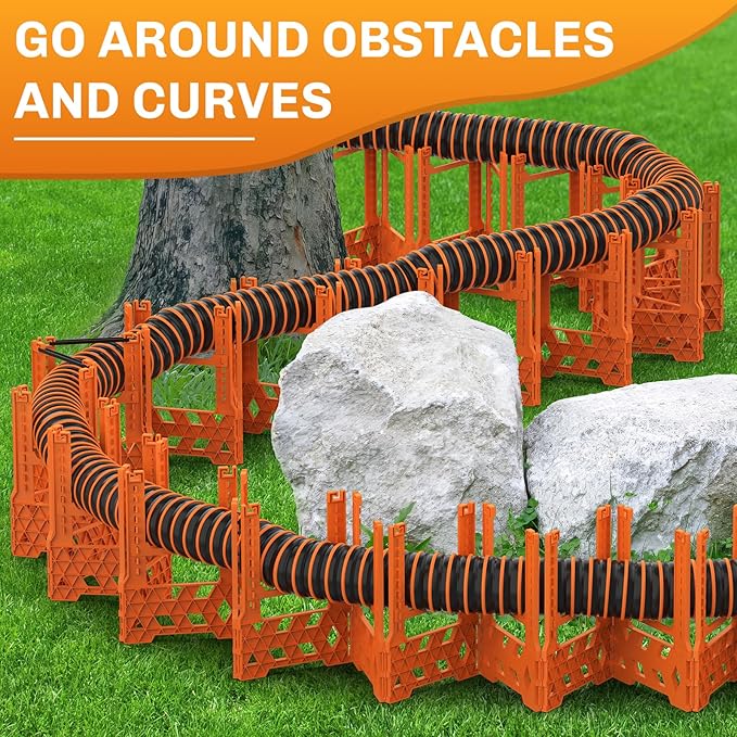 WELLUCK RV Sewer Hose Support 20FT, Blaze Orange RV Sewer Support with Adjustable Height Design, Secure Rubber Band and Carry Strap, Quick Setup and Collapse for Campers Travel Trailers and Motorhome