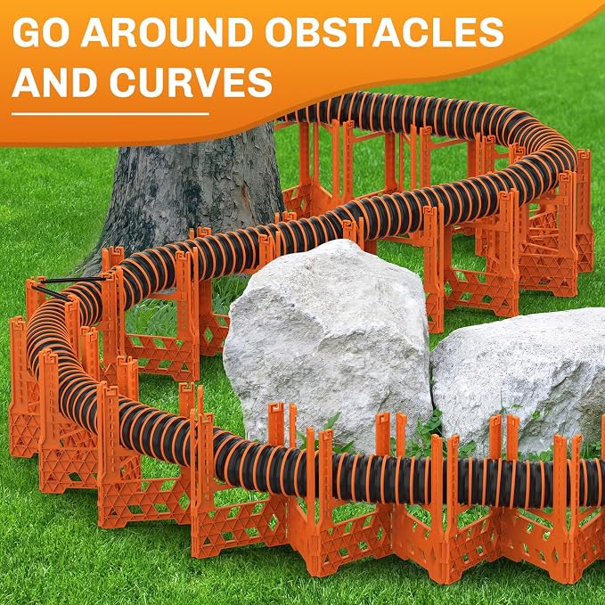 WELLUCK RV Sewer Hose Support 10FT, Blaze Orange RV Sewer Support with Adjustable Height Design, Secure Rubber Band and Carry Strap, Quick Setup and Collapse for Campers Travel Trailers and Motorhome