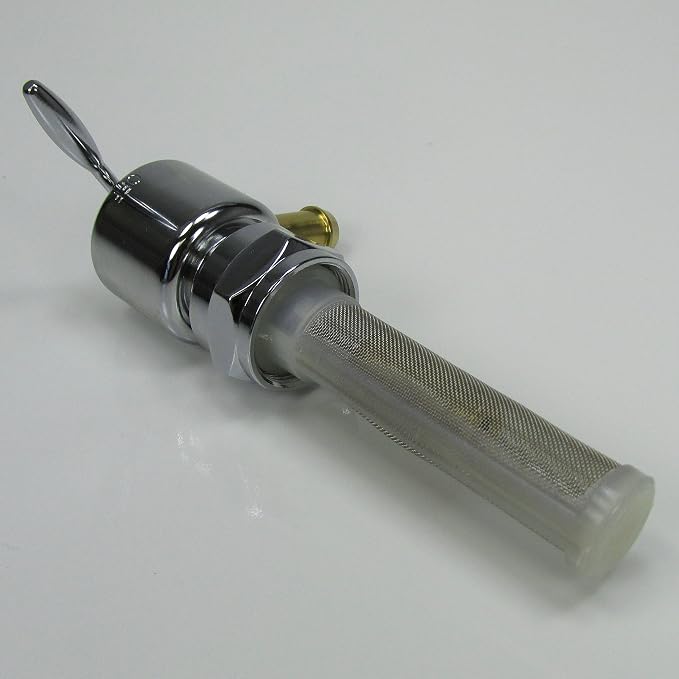 Chrome 22mm HI-FLOW Petcock LEFT SIDE 90 Degree Fuel Outlet Shut Off Valve for 1975-2006 Harley Big Twin & Sportster Models w/22mm Petcock Bung - Use with 3/8" ID Fuel Hose - Replaces HD Pt# 62168-81