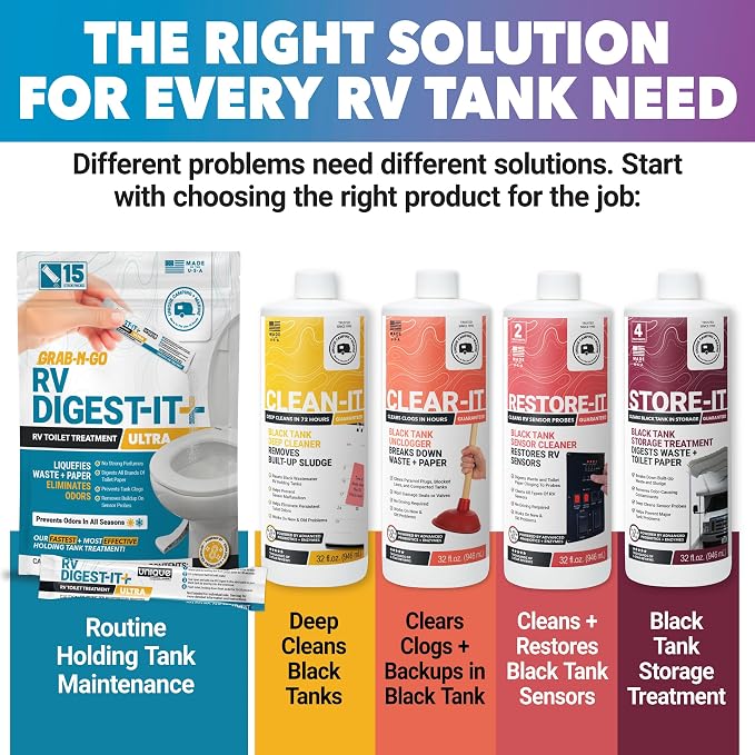 Unique RV Digest-It Ultra Stick Pack, 15 Count, Extra-Strength RV Toilet Treatment, No-Mess, Pre-measured, Grab-N-Go Bio-Enzymatic Black Tank Treatment, Eliminates Smells and Prevents Clogs