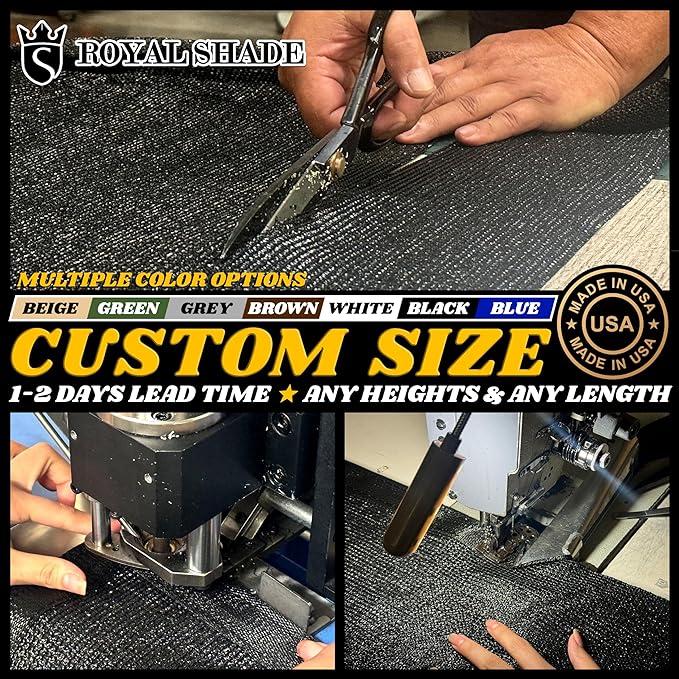 Royal Shade Custom Size 5' x 53' Beige Fence Privacy Screen Windscreen Cover Netting Mesh Fabric Cloth - Cable Zip Ties Included (We Make Custom Size)