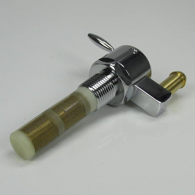 Chrome Harley 3/8" NPT HI-FLOW Petcock STRAIGHT "Downward" Facing Fuel Outlet Valve - Fits 3/8" ID Fuel Hose - Replaces HD Pt# 62125-55B on PRE-1975 Harley FL FX XL Models - Motorcycle Chopper Bobber