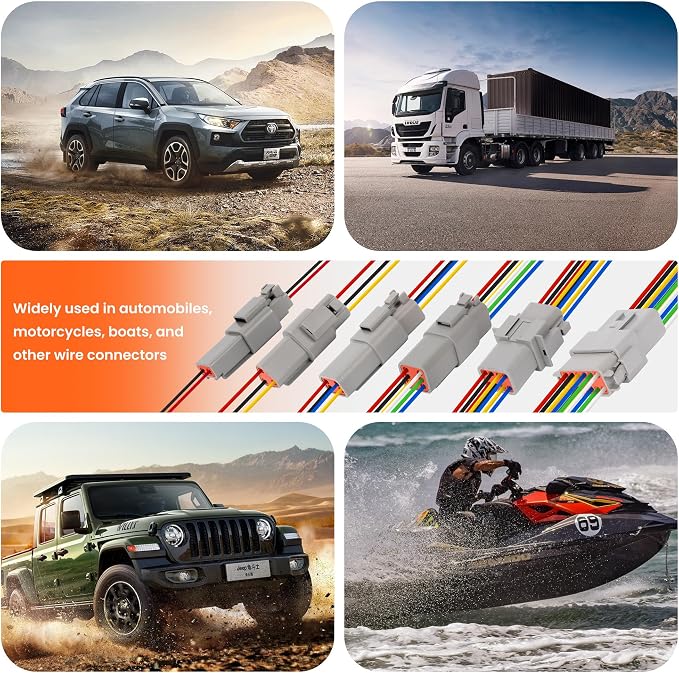 6 Sets Deutsch 3 Pin Connector Kit - Waterproof Electrical Connectors 18 AWG, IP67 Automotive Wire Connectors (Male & Female) for Car, Truck, Boat