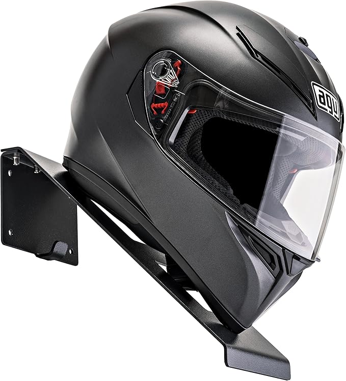 Helmet Display | Mount for Motorcycle Holder Shelf Rack Storage Fixation | Mount on Wall (Black)