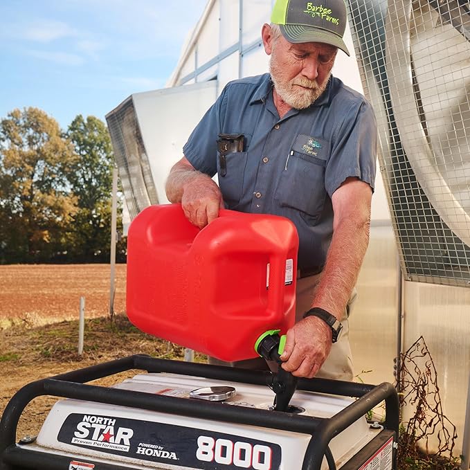 Scepter FSCG552 Fuel Container with Spill Proof Spout with Bonus Spout Extender, Rear Handle Red Gas Can, 5 Gallon