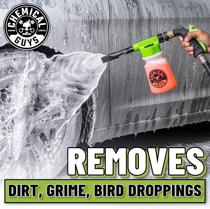 Chemical Guys TORQ Foam Blaster Wash & Wax Kit with Wash Mitt, Sticky Snowball Snow Foam Car Wash Soap, Blazin' Banana Spray Wax, & Chenille Premium Wash Mitt (4 Items, 32 Fl oz)