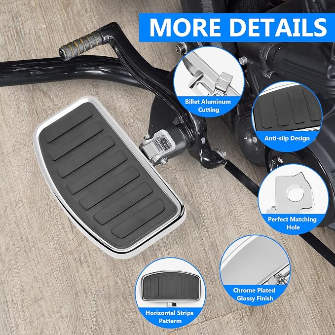 D-shaped Driver Footboards Front Rider Foot Rest Floorboards for Indian Scout Sixty Bobber 2015-2025 Models Foot Pegs Accessories(Chrome, Stripe B)