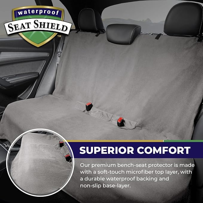 EliteSport Front Seat Cover and Backseat Cover - Gray Washable Car Seat Towel and Back Seat Protector for All Vehicles - Universal Car Seat Protectors from Sweat, Food, Dirt