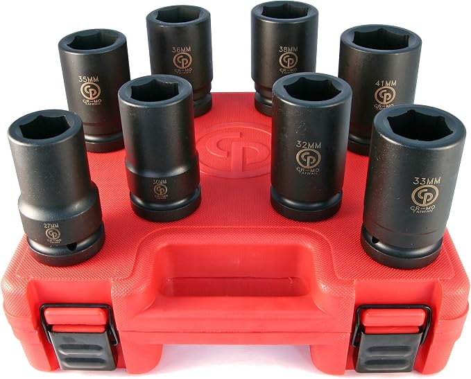 Chicago Pneumatic SS818D - 1 Inch Square Drive, Deep Metric, 6 Point, Impact Socket Set (8 PCS)