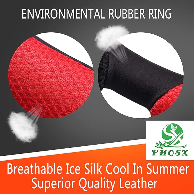 Auto Steering Wheel Cover Soft Hand Pad Cushion Slip-on Universal Fit 15'' / 38 cm (Black&red)