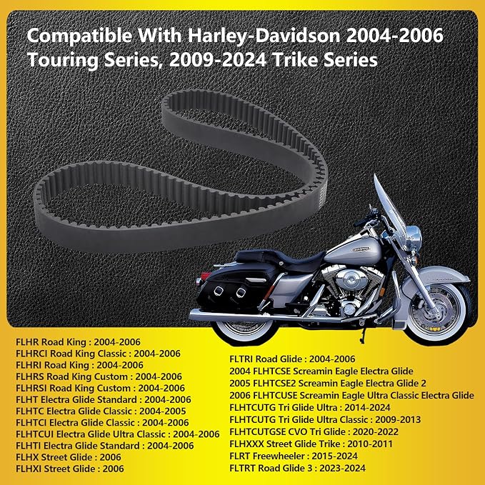 Drive Belt Replace 40024-04 Compatible with Harley-Davidson 2004-2006 Touring Series, 2009-2024 Trike Series, 139T, 1 1/8 Inch Width