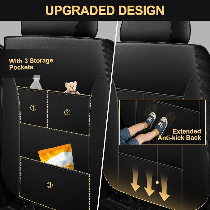 Seat Covers for Ford F150 2009-2025 2026 - F250/F350/F450 2017-2025 2026: 5 Seat Full Set Faux Leather Truck Seat Covers Car Cushion (5 Seats,Black&Grey)