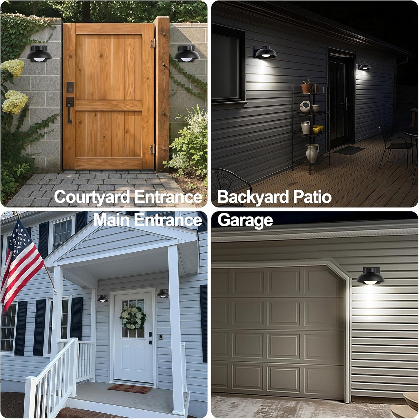 Black Exterior Light Fixtures, 2 Pack Dusk to Dawn LED Outdoor Wall Lights, 12W Integrated 3000K Farmhouse Barn Sconce, Waterproof LED Porch Lights Outdoor for Front Door, Garage, Entryway