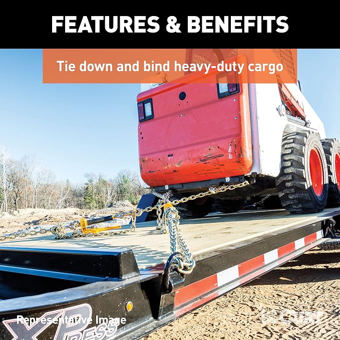 CURT 80305 14-Foot Trailer Safety Transport Tie-Down Load Binder Chain, 5/16-Inch Clevis Hooks, 18,800 lbs. Break Strength