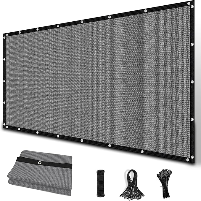 Amagenix 90% Sun Shade Cloth with Grommets, 12' x 16' Pergola Replacement Shade Cover Canopy Privacy Screen for Outdoor Patio Garden, Gray (We Customized)