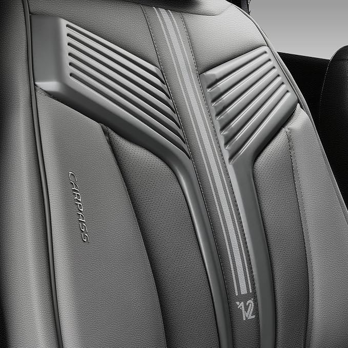 CAR PASS Nappa Leather Seat Covers, Breathable Waterproof Car Seat Covers Full Set, Luxury Leather Front and Back Seats Full Coverage, Universal Fit SUV Pick-up Truck Sedan Automotive(Gray)
