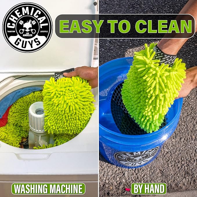 Chemical Guys Chenille Premium Scratch-Free Microfiber Wash Mitt for Car Washing - Lime Green,Ultra-Soft Car Wash Glove,Swirl-Free Finish,Safe for Trucks,SUVs,Motorcycles,and More,(Pack of 12)