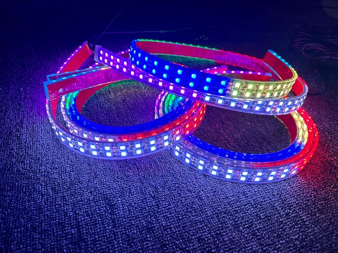 3PCS 4FT Double Row Dynamic Symphony RGB Chasing Light Strips, Flow Series Bluetooth App Accent Light Kit, IP68 Waterproof Wheel Hood Grille Underbody Lights Fit for Polaris Slingshot Car Truck