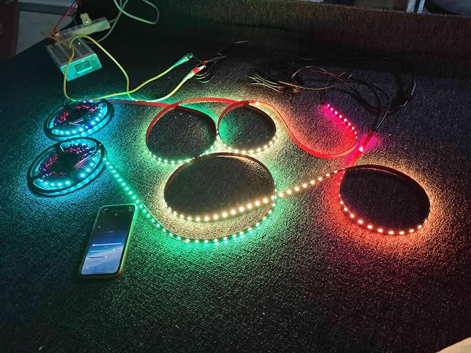 2PCS 5FT 1.4Meters 60" Rolls RGB Dream Color Chasing Flow Breath Strobe LEDs Tinted Full Black Out PCB Smoked Light Strips Bluetooth Remote Ctrl for Car Truck Slingshot