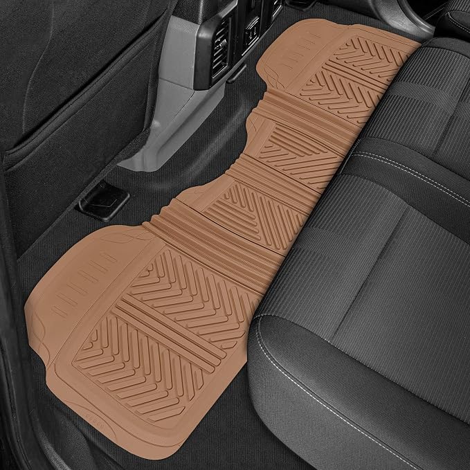 Motor Trend FlexTough™ Baseline Rubber Car Floor Mats with Trunk Mat Cargo Liner, Front & Rear Combo Set fits Most Car SUV Van Coupe Sedan, Heavy Duty All Weather Trim to Fit