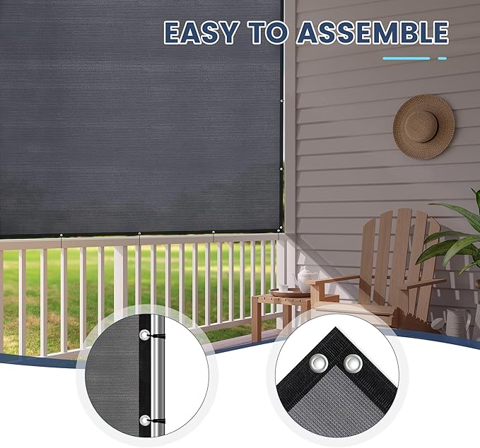 90% Sun Shade Cloth with Grommets, Customizing Outdoor Pergola Shade Cover, Heavy-Duty Mesh Tarp Patio Sun Screen for Lawn Garden Backyard, 8X11 FT, Grey
