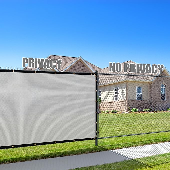 ShadeMart 8' x 24' Fence Privacy Screen White Heavy Duty 170 GSM Fencing Mesh Shade Net with Grommets & Zip Ties, 90% Blockage Fence Screen for Balcony Outdoor Yard Garden Pool (We Customize Size)
