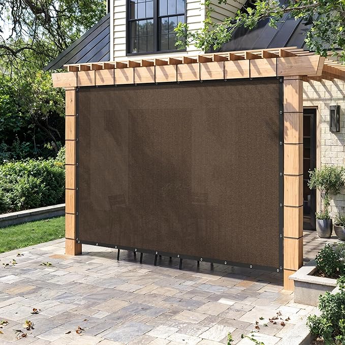 90% Sun Shade Cloth with Grommets, Customizing Outdoor Pergola Shade Cover, Heavy-Duty Mesh Tarp Patio Sun Screen for Lawn Garden Backyard, 13X22 FT, Mocha