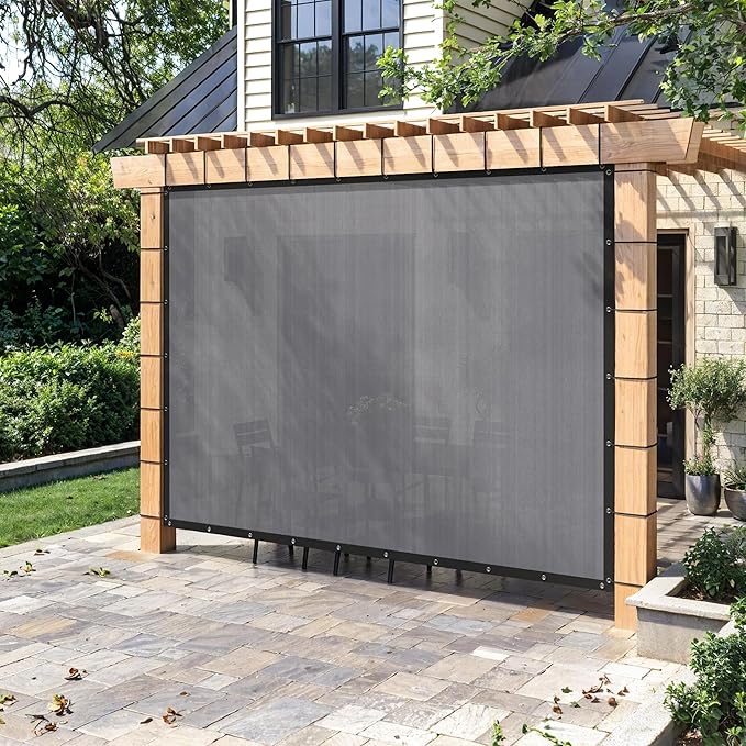 90% Sun Shade Cloth with Grommets, Customizing Outdoor Pergola Shade Cover, Heavy-Duty Mesh Tarp Patio Sun Screen for Lawn Garden Backyard, 3X21 FT, Grey