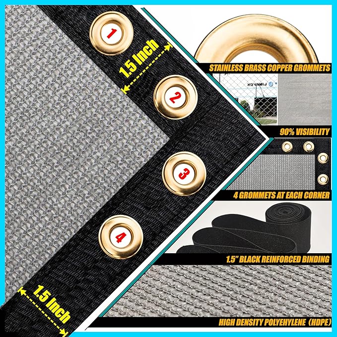 ShadeMart 8' x 39' Fence Privacy Screen Grey Heavy Duty 170 GSM Fencing Mesh Shade Net with Grommets & Zip Ties, 90% Blockage Fence Screen for Balcony Yard Outdoor Garden Pool (We Customize Size)