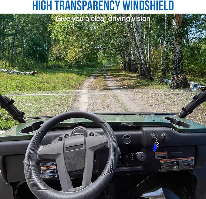 Front Half Windshield for Mule 4000 4010, Clear Hard Coated Scratch Resistant Front Half Windscreen Compatible with Kawasaki Mule 4000 4010 2009-2026 Accessories