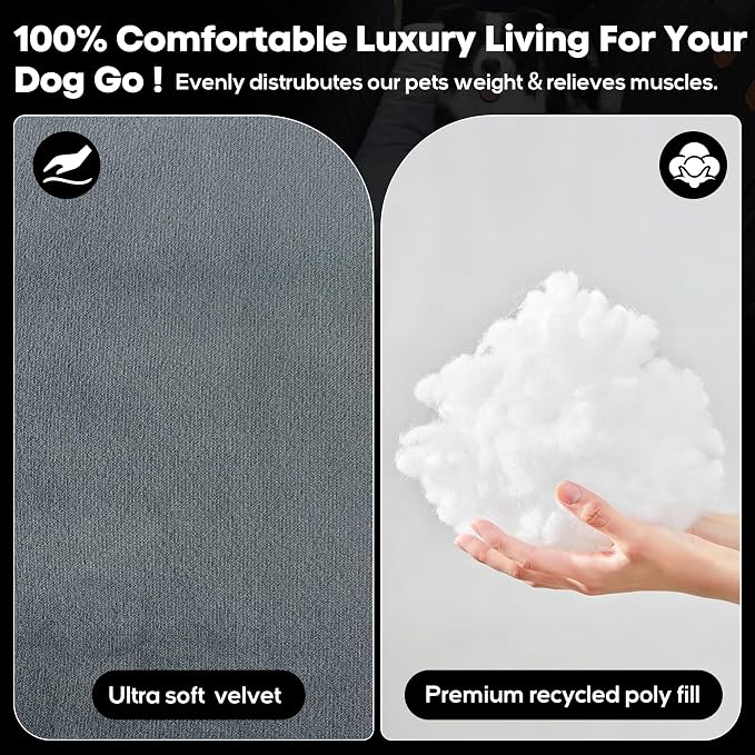 Loiion Dog Car Bed with Removable Washable Cover, 53.5x28in | Non Slip Travel Dog Bed, Waterproof Dog Bed Car Seat Fits SUVs Sedans Trucks, Machine Washable Cover With Zipper, 3in