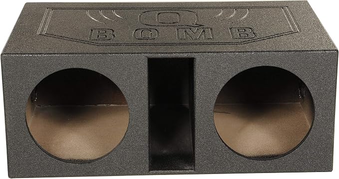 QPower 12 Inch Dual Vented Subwoofer Box, Ported Sub Enclosure System, Black - Car Audio and Sound Systems Accessories for Subwoofers and Speakers