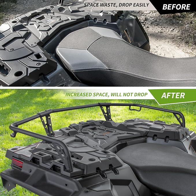 SAUTVS Rear Rack for Polaris Sportsman 850 XP 1000 2017-2025, Repl #2882023 | 4in, Black Powder-coated Steel, Secure Tie-Down Point, Easy Bolt-On, Extra Storage Space, 4" Combined Cargo Rack Extender