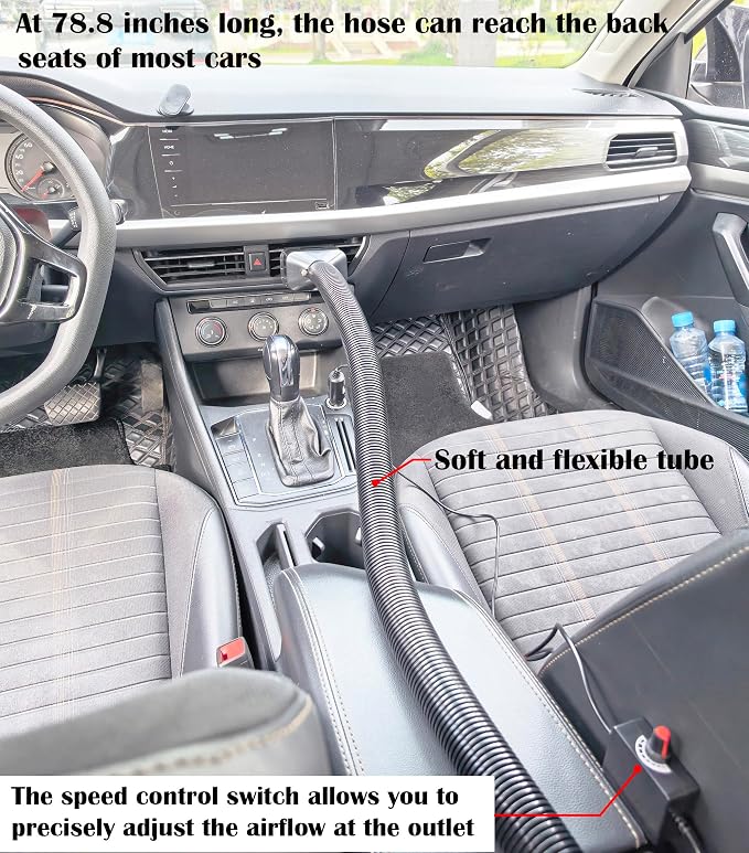 Car AC Vent Extender for Backseat, Universal Air Flow Extension for Most Cars SUVs, Rear Seat Cooling Vent Extension for Kids Pets and Passengers, 78.8 Inch long