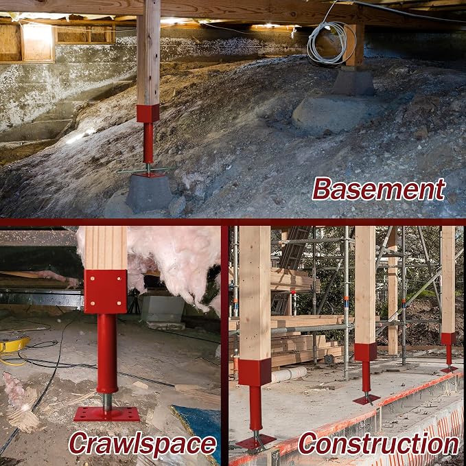 4x4 Screw Jacks, Adjustable Jack Post House Jacks for Leveling, 14.5" - 18.5" Height Adjust Range, Heavy Duty Floor Jacks Post Crawlspace Shed Lifting Jack, 24000 lbs Max Load Capacity