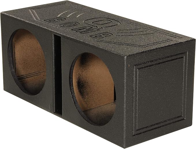 Q Power Q Bomb Series Dual 15 Inch Ported Car Subwoofer Sub Box Enclosure with Vented Chamber Design and Black Bed Liner Spray Finish, Black