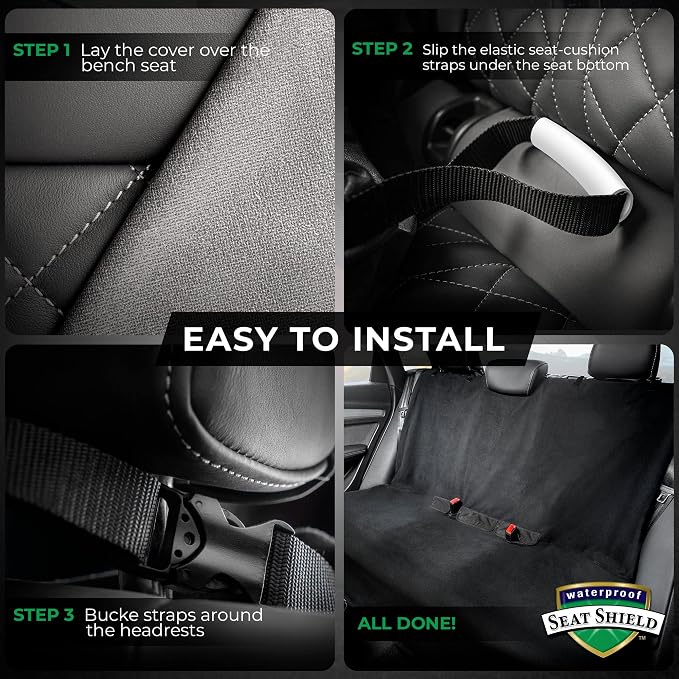 EliteSport Front Seat Cover and Backseat Cover - Black Washable Car Seat Towel and Back Seat Protector for All Vehicles - Universal Car Seat Protectors from Sweat, Food, Dirt