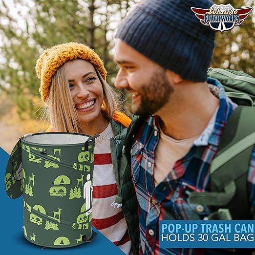 30 Gallon Collapsible Pop-Up Trash Can for RV's, Camping, Recycling, Yard Waste, Leaf Bag, Children Toy Bin (Trash Can)