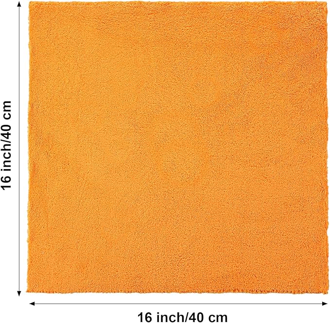 Shimeyao 30 Pcs Edgeless Microfiber Plush Towels for Cars Detailing Drying Wash Polishing Absorbent Cleaning Cloths, 500 GSM (16 x 16 Inch,Orange)
