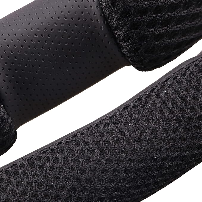 Auto Steering Wheel Cover Hand Pad Cushion Slip-on Universal Fit 15'' / 38 cm (Black)