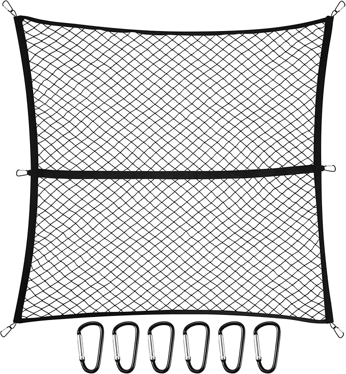 Cargo Net for Pickup Truck Bed for Jeep Gladiator 2000-2025 2026 Accessories Mesh Organizer Stretchable 4'x4' to 7'x7' Netting Highly Elastic