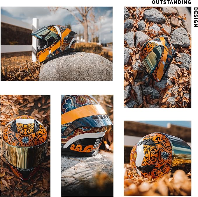 HAX Obsidian Full Face Dual Visor Adult Motorcycle Helmet for Motorbike Street Bike with Pinlock Ready DOT Approved HUICHIOL L