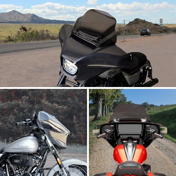 10" Windshield Kits for Harley Street Glide 24-later, Dark Tinted Wind Shield Windscreen Air Deflector for Harley Davidson Street Glide CVO FLHXSE 2023-2026 Accessory