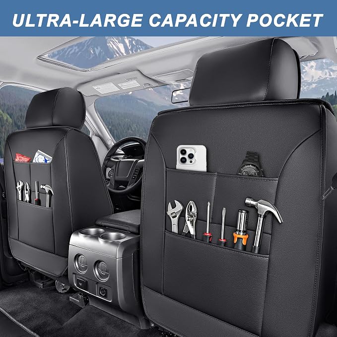 for Ford 2025 2026 F150 Seat Covers 2009-2026 F250 F350 F450 2017-2026 Premium Handmade Leather Waterproof Fits Not Only SuperCrew Lightning King Ranch Platinum Tremor SVT Raptor